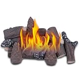 vchin 10 Piece Gas Fireplace Logs,Stackable Fake Logs Set,Ceramic Logs for Gas Fireplace and Fire Pit - Gas, Insert, Ventless, Vented, Electric (Small Size)