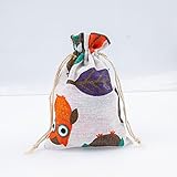 MoMaek Pack of 20pcs Cute pattern Double Drawstring Cotton Linen Jute Cloth Sack Muslin Bags Jewelry Pouch Reusable Bags Tea Bags Souvenir Gift Bag (4