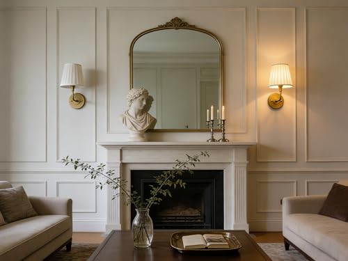 PERMO Set of 2 Vintage Gold Wall Sconces, E26 Hardwired Fabric Wall Lights by PERMO - Image 8
