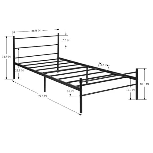 Eggree Metal Bed Frame Twin Size Bed Frame With Headboard And Footboard Premium Stable Steel Slats Support Mattress Foundation No Box Spring Needed And Easy Assembly #TOP1