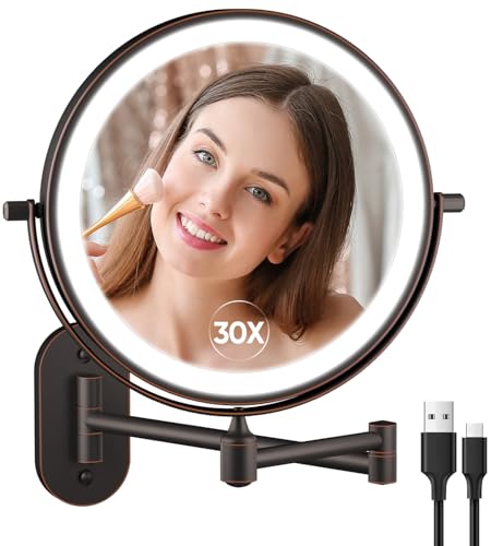 Espejo de Maquillaje de Pared con Luz y Aumento 30X miniatura 1