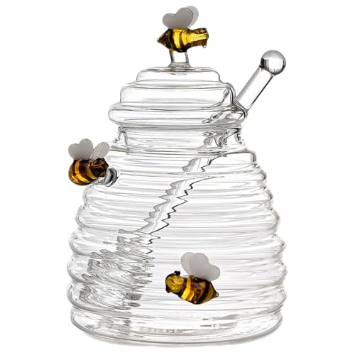 Genérico Tarro De Miel, Envase de Vidrio para Almacenamiento de Miel de 4.2 Onzas, con Tapa Transparente para Queso, Desayuno, Café y Cocina