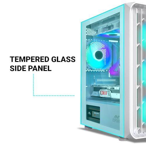 Image of Ant Esports 205 Mini 6F Mini-Tower Computer Case /Gaming Cabinet - White | Support Micro-ATX, Mini-ITX | Pre-Installed 6 ARGB Fans