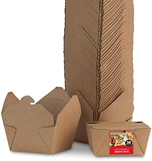 100 Pcs - Food Box No 1. - Chinese Takeaway Boxes | Cardboard Food Containers | Leak-Proof Brown Take away Cardboard Food Box | Fast Food Box - 26oz (100)