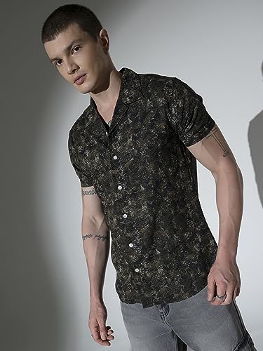 Image of Hubberholme Men's Rayon Relaxed Fit Printed Half Sleeve Resort Shirt