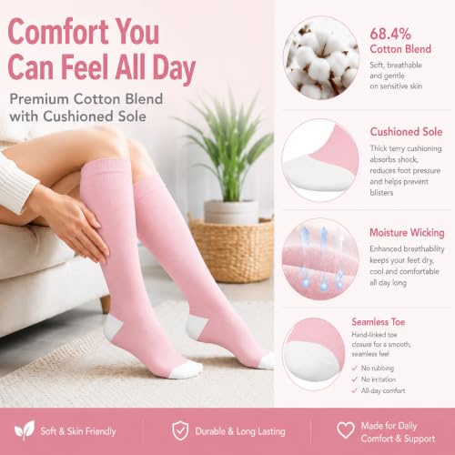 Image of 4 Pairs Compression Socks for Women Circulation-Best Support for Nurses,Running,Athletic,Travel
