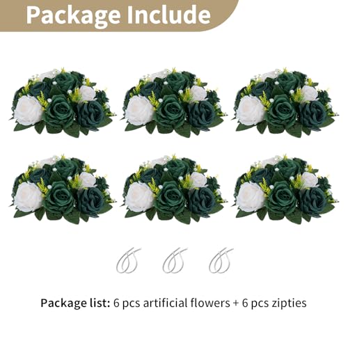 Image of NUPTIO Green Flower Ball Centerpieces: Artificial Rose for Table, 9.4 Inch