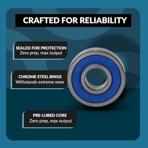 PGN (2 Pack) 6204-2RS Bearing - Lubricated Chrome Steel Sealed Ball Bearing - 20x47x14mm Bearings with Rubber Seal & High RPM Support