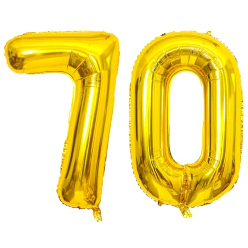 Image of Gold Number Balloons Birthday Balloons - Giant Gold Number 70 Balloon 40 inch, Numbers Balloon 10th Birthday Decorations, Gold Party Supplies for Women Men