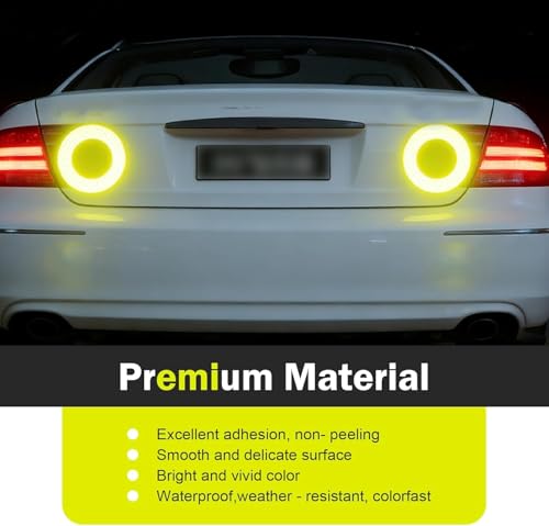 Image of Car Reflective Safety Stickers for Cars & Bikes, Side Fender Bumper, Night Visibility Warning Tape Waterproof High Intensity Reflector Decal Universal Fit (Set of 2, Yellow)