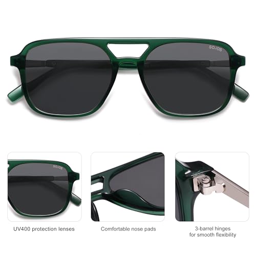 Image of SOJOS Retro Aviator Sunglasses for Women Men,Trendy Rectangle Womens Mens Shades Sun Glasses SJ2202