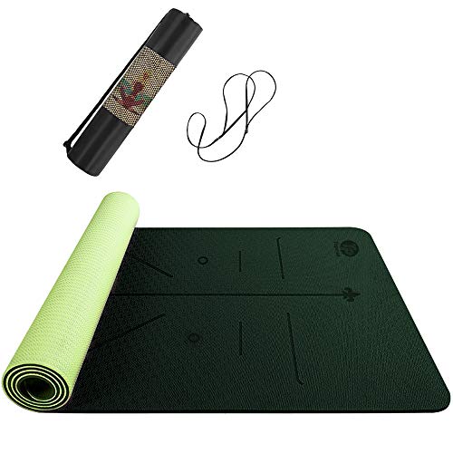 Topmat Esterilla Yoga, Esterilla Deporte Antideslizante 183x61cm, 6mm de Grosor,TPE con líneas corporales Yoga Mat diseñado para Entrenamiento y Entrenamiento físico