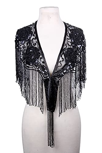 Western F.a.s.h.i.o.n Beaded Sequin Shawl Cape With Rose Design2