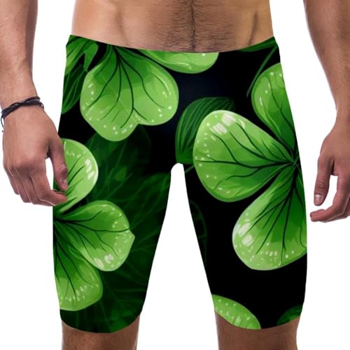 St Patrick's Day Swimsuit for Men & Boys,Competition Lap Swim Suit, Square Leg Endurance Training Multicoloured