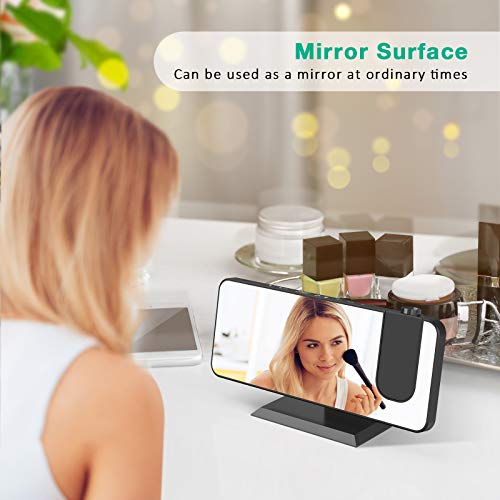 Projection Alarm Clock,Radio Digital Alarm Clock with USB Charger,7.4" Large Mirror LED Display Smart Clock,Auto Dimmer Mode,Easy Snooze,Dual Loud Alarm Clock for Bedrooms,Alarm Clocks for Kids&Adults