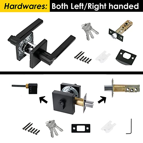 Hisafe Keyed Alike Exterior Door Handle With Single Cylinder Deadbolt, Heavy Duty Matte Black Lever Door Lock, Left&Right Handed, 1Pack X-Hd1601-Db-Set #TOP3