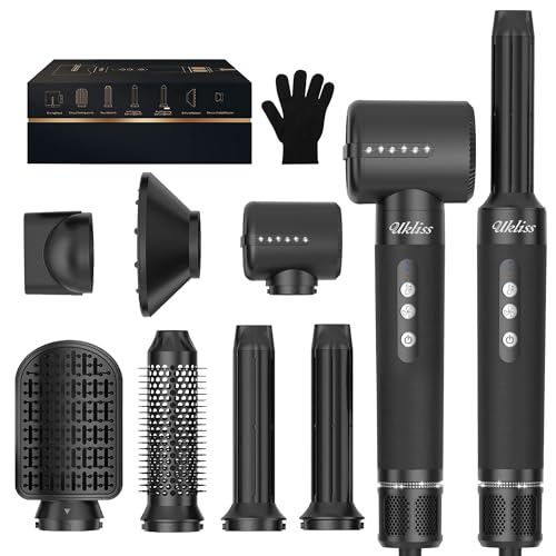 Set Profesional 7 en 1 Secador Pelo Con Cepillo, 110000 Rpm, Difusor, Auto-airflow Para Pelo Rizado, Peine - Set de Regalos Para Mujer, Familia