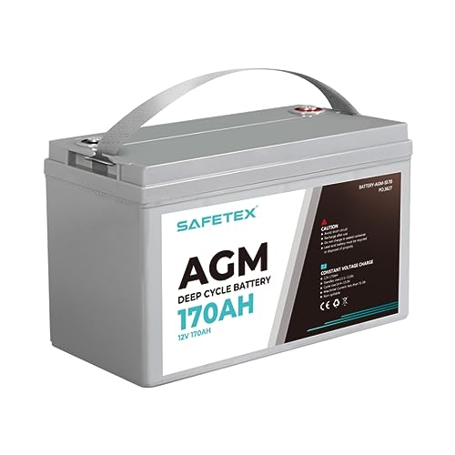Safetex 12V 170Ah AGM Deep Cycle Lead Acid SLA Battery Solar Caravan Camping Maintenance Free
