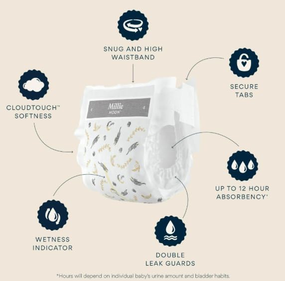 Millie Moo'n Luxury Diapers Size 3 and Count-80