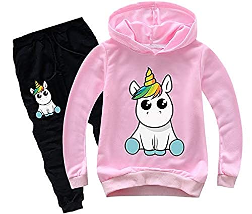 LWXIN Ensemble Pantalon et Haut Sweat à Capuche Fille Licorne Survêtement Fantasie Enfant Garçon Cover