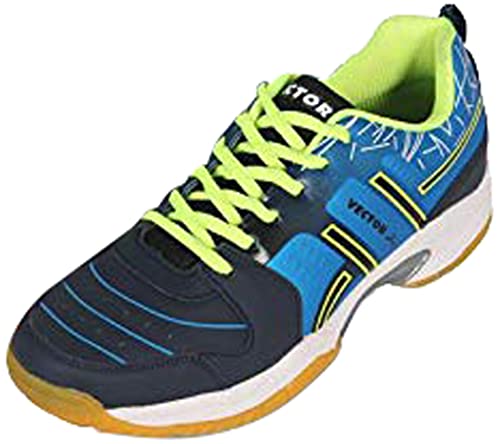 Image of Vector X CS-2000 Unisex Tennis Badminton Court Shoes for Men Women Boys|Synthetic Leather+Mesh Upper, EVA Midsole, Crepe Rubber Sole|Lightweight Indoor Outdoor Sports Footwear Sneakers (Blue, Size-9)