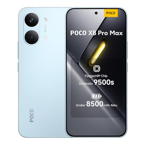 XIAOMI Poco X8 Pro Max 12+256GB, Unlocked, Dimensity 9500s, 8500mAh, 50MP Light Fusion 600 OIS, AMOLED, Blau, 3J Garantie