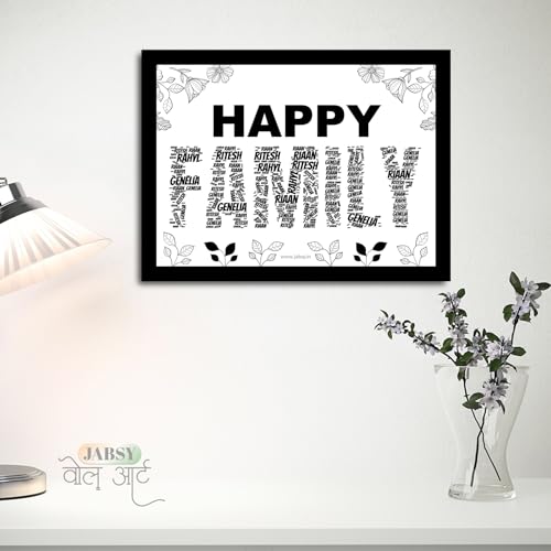 Image of JABSY Personalised Couple Framed Print for Living Room Bedroom Office Gift for Engagement Wedding Birthday Anniversary Love Speical Gift (Family-BW)