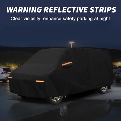 Image of X AUTOHAUX Car Cover Outdoor Waterproof Sun Rain Snow Hail Protection with Left Side Door Zipper Aluminum Film for Ford Transit