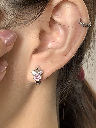 Cubic Zirconia Small Hoop Earrings 925 Sterling Silver Plated Hypoallergenic CZ Mouse Cute Cartilage Huggie Hoops for Women 16G Piercing Ear Stud2