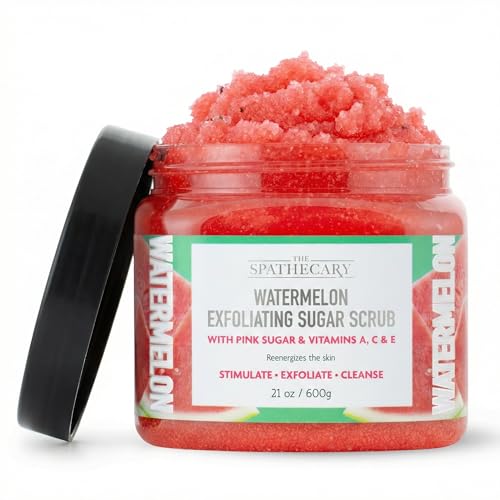 Image of Watermelon Sugar Scrub - Exfoliating & Hydrating Body Scrub With Pink Sugar and Vitamins A,C, & E to Help Reenergize, Smooth, & Stimulate Skin, Body Care Exfoliator & Cleanser, 21 oz