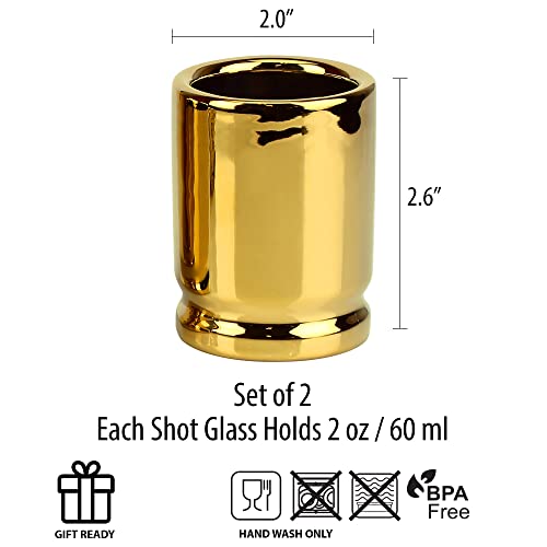 Barbuzzo Original 50 Cal Shot Glasses, Set Of 2, American Owned & Designed, Like Real 50 Caliber Bullet Casings - Shot Glasses Hold 2 Ounces #TOP5