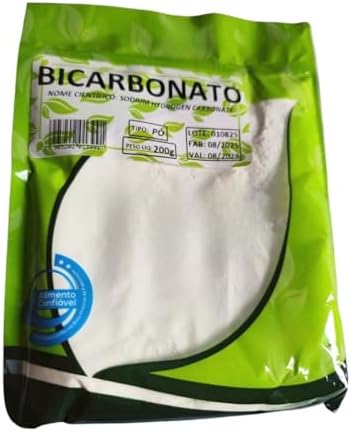 Bicarbonato de Sódio em Pó, Branco, Embalagem Verde, 200g, Alimen...