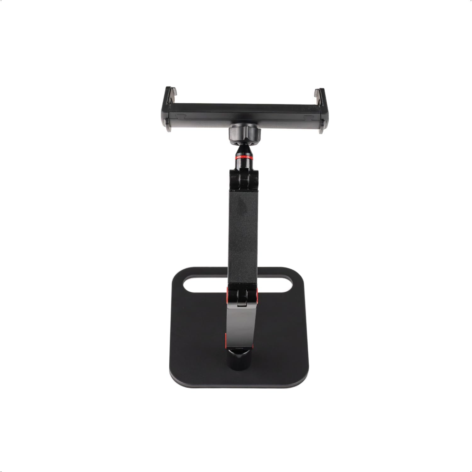 Suporte de Mesa para Tablet com Base Giratória 360° em Alumínio Resistente com Pedestal e Braço Articulável Ajustável Dobrável e Retrátil na Vertical Compatibilidade Universal com Tablets (Preto) 5 411M76TeVBL. AC SL1500