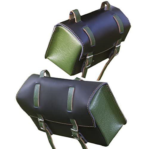Sacoche de vélo 2 en 1 en cuir London Craftwork : artisanat noir et vert