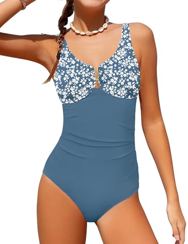 Image of Girls One Piece Swimsuit Cut Out Ruffle Bathing Suit Twist V Neck Swimwear Solid Color with Cover Up Skirt 9-16T