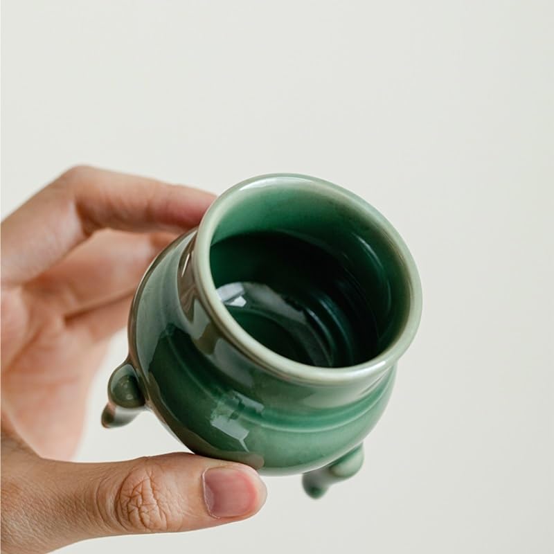 Bruciatore di incenso Celadon Treppiede Bruciatore di Incenso Casa Interno Spina Filo di Ceramica Zen Portico Decorazione