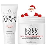 The Bald Brothers Ensemble de soins de la t&ecirc;te chauve | Soin complet naturel de la t&ecirc;te chauve | Ensemble de soins quotidiens pour homme | Nettoye, exfolie et hydrate | Approvisionnement de 60 &agrave; 90