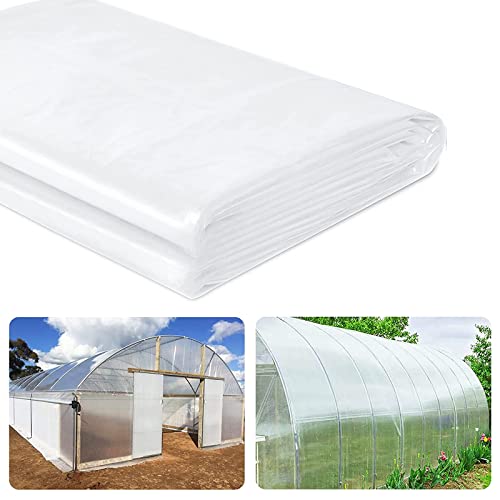 WAIZHIUA 2m x 10m Heavy Duty Polythene Sheeting 125Mu/500g Extra Thick Plastic Sheeting Clear Polytunnel Cover Plastic Dust Sheet for Greenhouse, Polytunnel, Farming, Painting Work