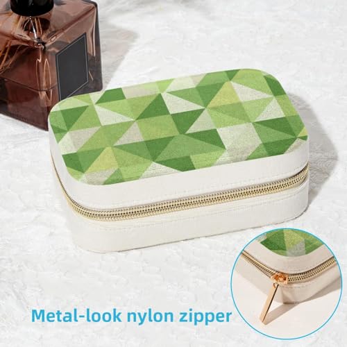 Boîte à bijoux double couche triangle vert géométrique pour bagues et colliers - 7