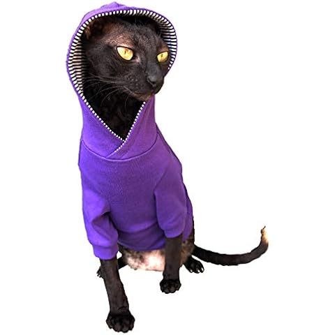 Kotomoda Sphynx Cat's Hoodie InPURPLE Naked Cat Hairless Cat Clothes (M) Cover