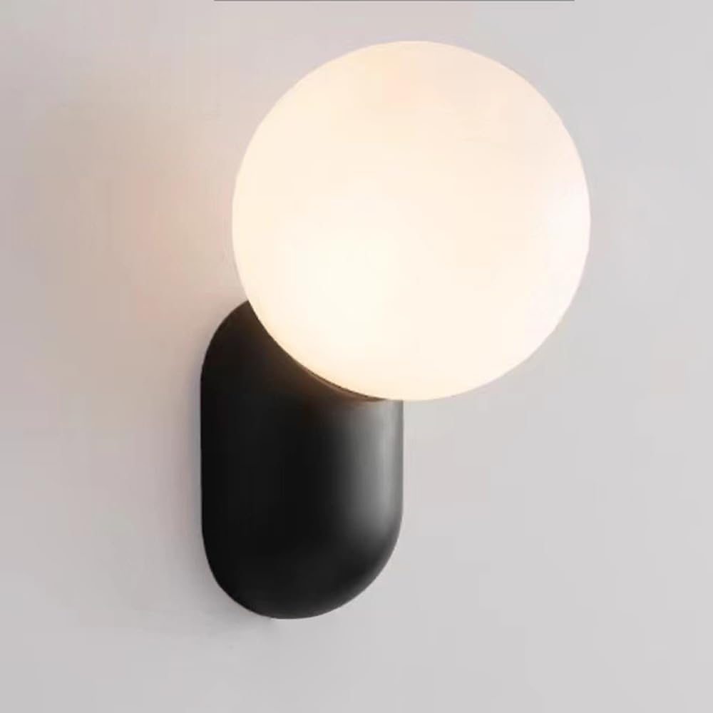 Mjsdjof Art Deco Small Wall Lamp, Nordic Modern Minimalist Resin Wall Sconces wiht White Globe Shade, 1-Light G9 Socket, Mini Wall Lights for Stairs Hallway Bedroom Living Room