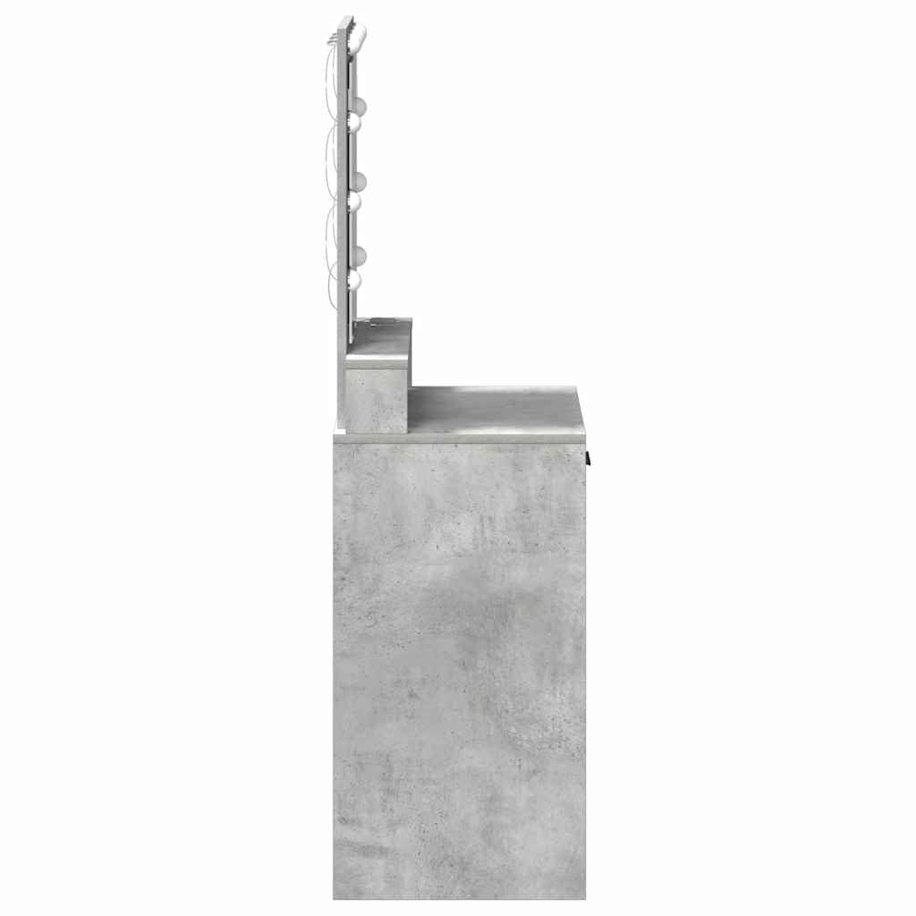 Tocador con cajón gris de madera 50 x 41 x 140 cm con espejo iluminado, puerto USB, espacio de almacenamiento y estante para dormitorio, vestidor, habitación de niña