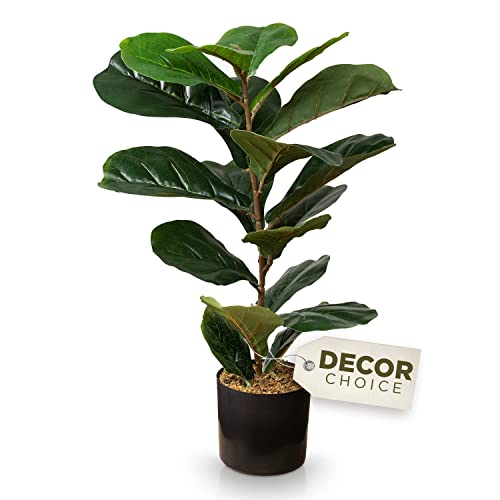 Ficus Lyrata Fake Plant - Artificial Plants for Home Decor Indoor, Faux Plants Indoor - Artificial Potted Plants, Faux Plant for Bedroom - Plants for Bedroom Decor, Fake Plant Decor - 30 Inches