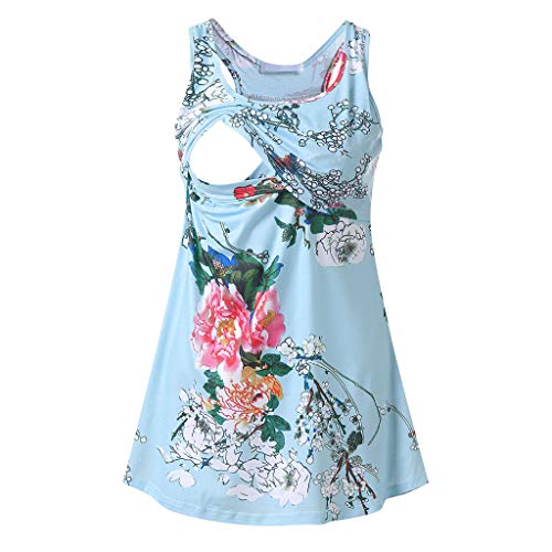 Mujer Vestido premamá y de Lactancia Raya Lactancia Verano Vestido de Maternidad, Mujeres Maternidad ImpresióN De Verano De EnfermeríA Tops Cuello Redondo Ropa De Lactancia Materna