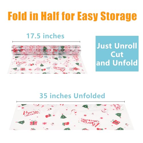 Image of JOYIT 35 in x 50 ft Christmas Cellophane Wrap Roll - 3 Mil Thick Transparent Merry Christmas Cellophane Wrapping Paper, Colored Cellophane Wrap for Gift Flower Basket Decoration