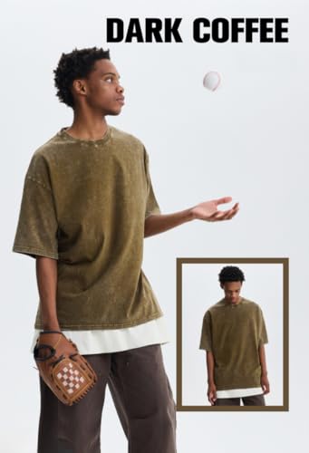 Oversized Vintage T Shirts for Boys Girls Cotton Acid Washed Tshirts Loose Fit Short Sleeves Tees Streetwear Tops2