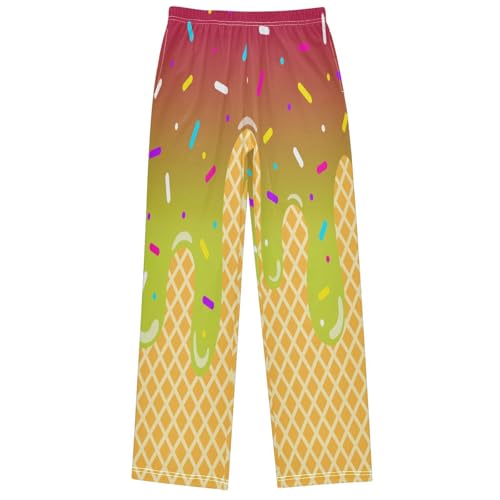 Boy's Pants Pink Green Ice Cream Jogger Pants Elastic Waist Long Bottoms Trousers with Pockets 6-14 Years