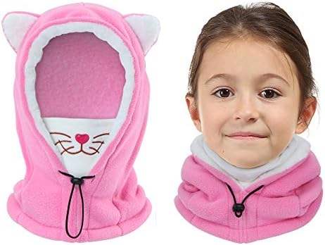 Vorshape Kids Balaclava Ski Mask, Cold Weather Fleece Face Mask with Hood, Windproof Outdoor Winter Hat for Boys & Girls