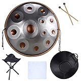 Steel Hand Pan Drums 55.9 cm D3 A Bb C D E F G A in D-Moll für professionelle Audioproduktion - Inklusive Tasche und Stativ