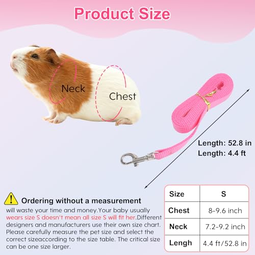 Image of Guinea Pig Harness and Leash，2packs Guinea Pig Clothes Baby Ferret Rats Hamster Soft Mesh Harness Leash for Decoration，Hamster Harness can be Adjusted to Any Size. (Pink + Purple)